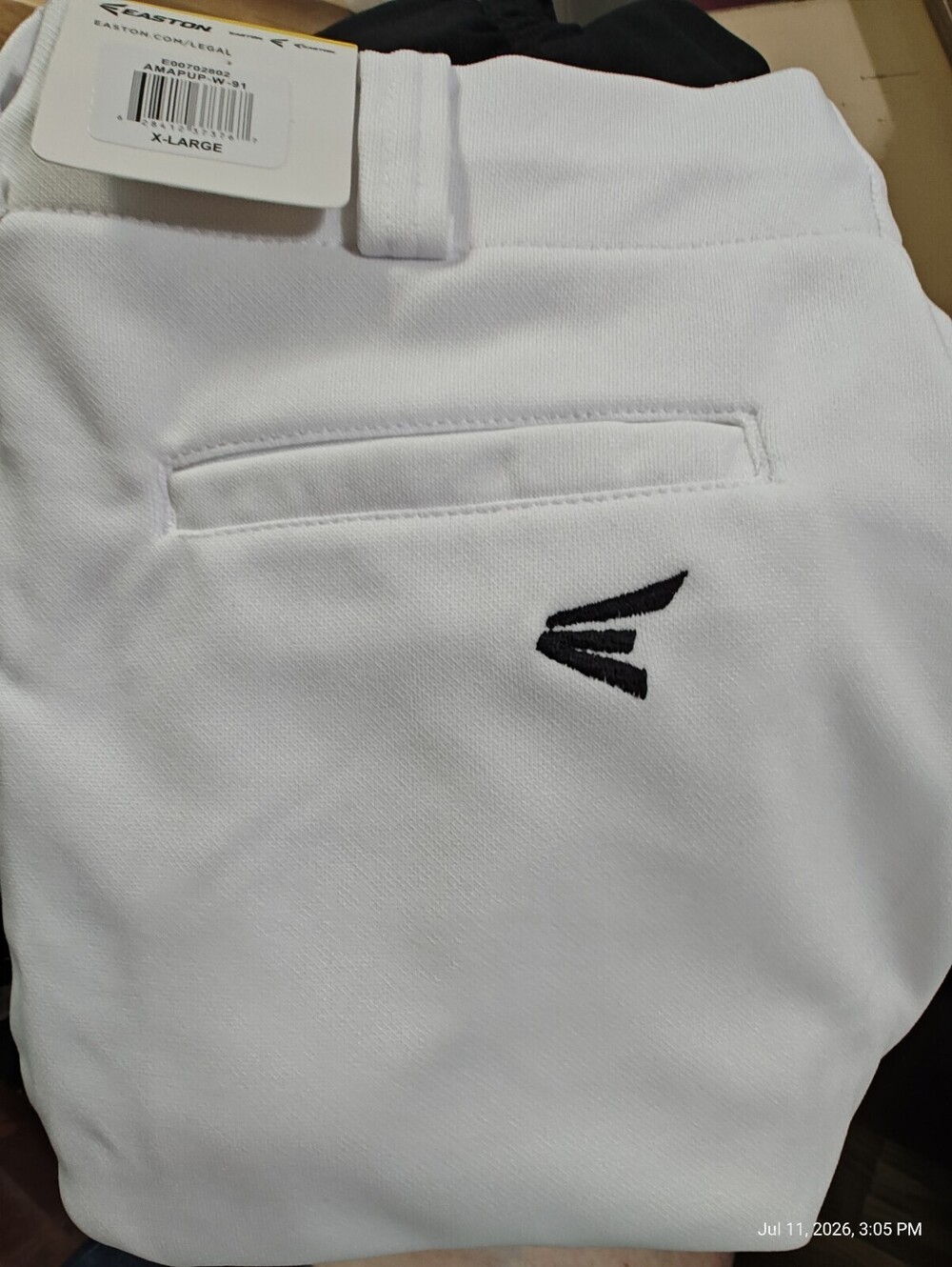 Easton Boy's  Baseball Pants Youth Sizes Full Length  Elastic Bottom White  XL